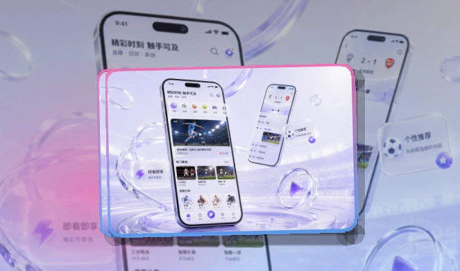 爱游戏 下载指引 · 赛事信息App · 赛事内容随身带走界面展示